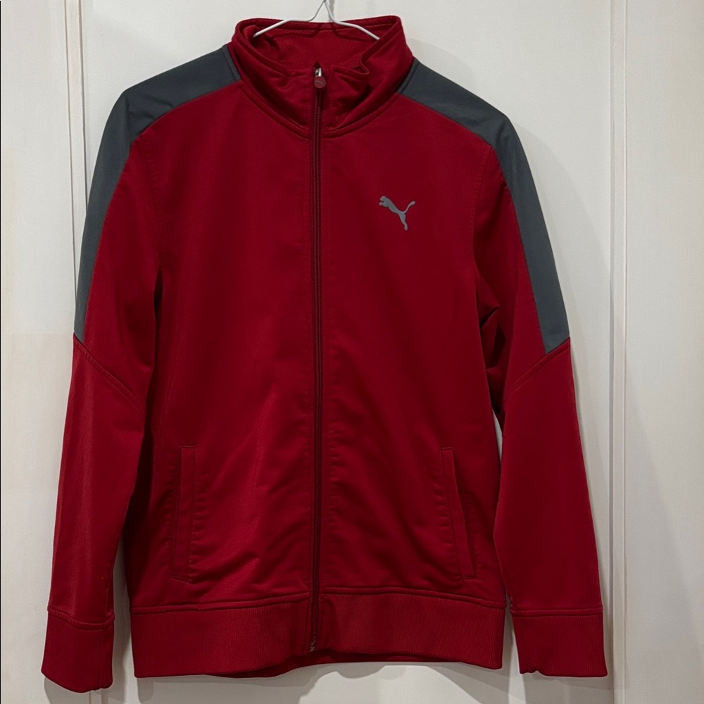 Puma Vibrant Red Jacket with Gray Logo